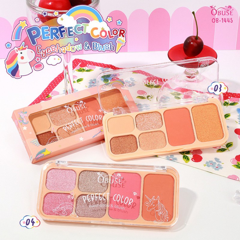 Obuse Perfect Color Eyeshadow & Blush OB-1445 พาเลทอายแชโดว์และบลัชออน